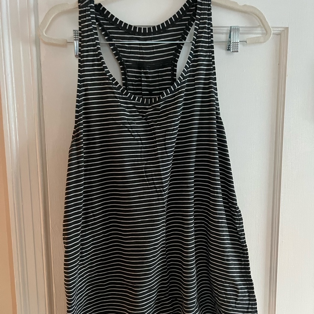 lululemon athletica Black and White Striped Pleated Love Tank